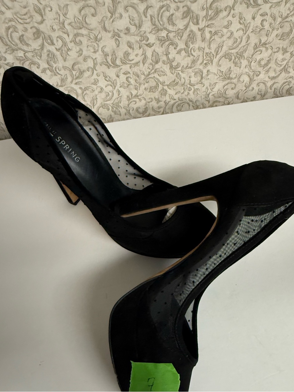 Call It Spring Black Sheer Polka-Dot Pointed Pumps